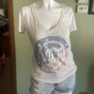 Pink Cubs t-shirt with a small almost not there stain on the back.